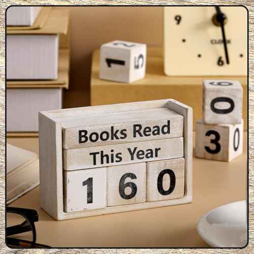 Yerliker Books Read This Year Counter Book Lover Gift up to 999 Bookish Accessories Bookworm Gift for Club Members Student Teacher Reading Accessories(Rustic)