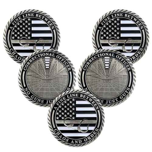 5pcs Thin Gray Line Challenge Coins - Correctional Officer Gray Prison Police Silver Coin - Law Enforcement Corrections Officer Gifts - Honor US Correctional Officers