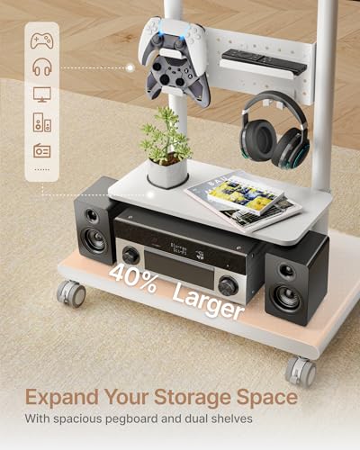 Heavy-Duty Rolling TV Stand for 37-75in TVs up to 154lb, White - 37"-75" TV / White