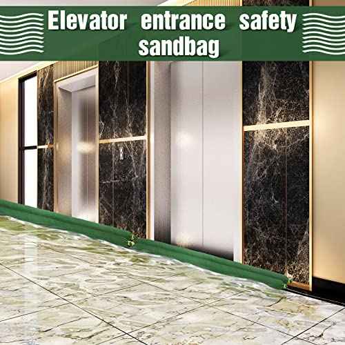 Threan 8 Pcs Long Canvas Sandbags for Flooding Sand Tube Bags Flood Protection Thickened Reusable Rain Wind Flood Barrier with Elastic Band Water Barrier Tube for Door Rain Control, Green (6ft)