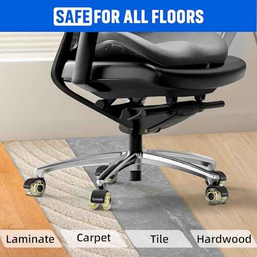 Office Chair Wheels 2" Desk Chair Caster Wheels Smooth Roller Style Quiet for Carpet and Hardwood Floors Universal Fit 11x22 mm Set of 5 Yellow