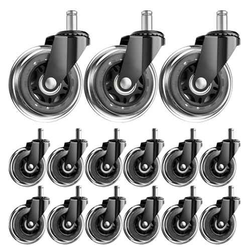 Office Chair Wheels, Set of 15 Caster Wheels Office Accessories, 3 Inch Heavy Duty Casters for Chairs to Replace Office Chair Mats, Smooth & Quiet Universal Fit for Most Chairs(15 Pack)