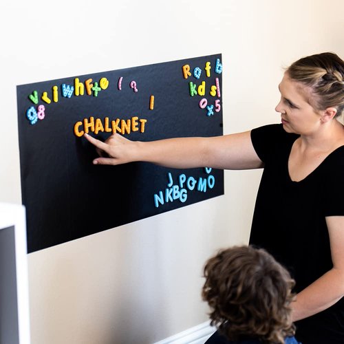 Magnetic Chalkboard Contact Paper, Self Adhesive Magnet Wall Board, Peel and Stick Magnetic Wallpaper for Kids Toddlers Preschool Playroom Bedroom Wall, 39" x 18"
