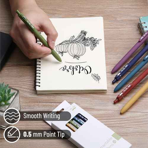 Mr. Pen- Retractable Gel Pens for Journaling, 6 Pack, 0.5 mm Black Ink, Vintage Barrels, Smooth Writing Aesthetic Pens for Women
