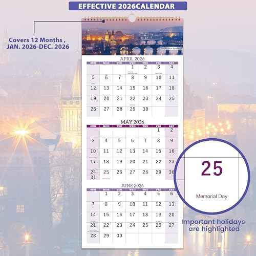 2026 Calendar - Dec. 2025 - Jan. 2027, 3 Month Calendar Vertical Display, Wall Calendar 2026, 11" x 26"(when opened)
