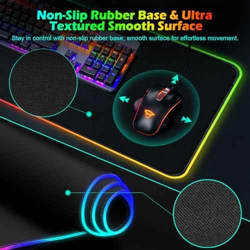 RGB Gaming Mouse Pad Wireless Charging 15W with LED Cable, XXL Large Mousepad 800x300x4mm with 13 Light Modes Non-Slip Rubber Base, Waterproof Computer Mat for Home Office Gaming Keyboard Desk Decor