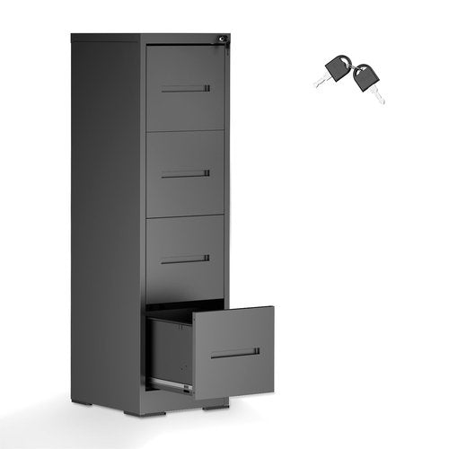 BUPPLEE 4 Drawer File Cabinet with Lock, Anti-Tip Metal Tall Filing Cabinet with Deep File Drawer,Vertical Modern White for Home Office,Steel Storage Cabinet Fit Letter/Legal/A4 Size Files