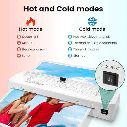 Laminator A3 Laminator Machine with Built-in Trimmer, 70s Fast Warm-up, 13 Inches Cold and Thermal Laminating with 20 Laminating Sheets, Portable Laminating Machine for Home Office School Use