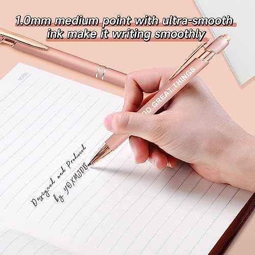 Stylus Pens for Touch Screens, 6 Pack Rose Gold Inspirational Pens, 1.0mm Medium Point BallPoint Pens, Cute Pens Nurse Gifts Office Supplies for Women (Motivational, 6 Pcs Rose Gold)