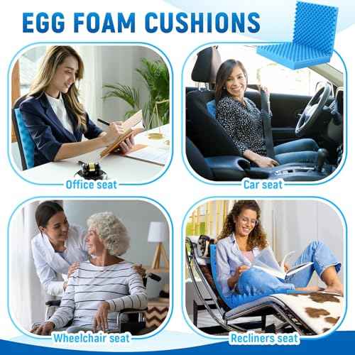 Geiserailie 2 Pcs 32 x 18 x 3 Inches Egg Foam Pad Wheelchair Seat Cushion Backrest to Relieve Back Egg Foam Cushions Wheelchair Accessories for Office Chairs Wheelchair Recliner Back Chair