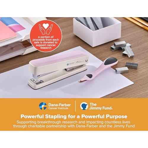 Bostitch Titan Heavy Duty Metal Stapler, 50 Sheet Capacity with 1250 Staples and Ergonomic Staple Remover, Jam Free Stapling, Full Strip Stapler for Desk, Office and Classroom, Pink & White