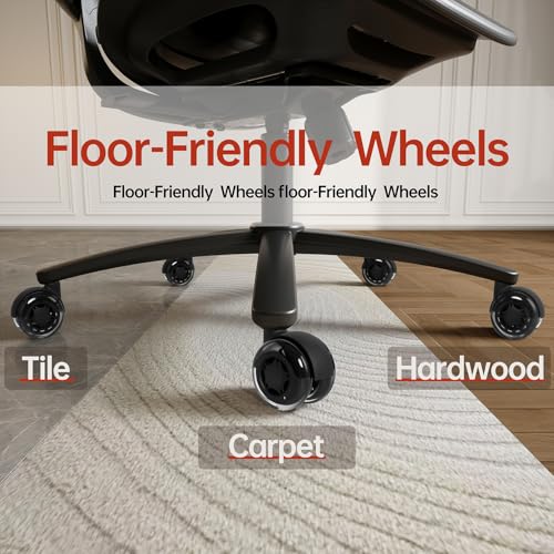 BILKOH 3-Inch Office Chair Wheels - Double Rollerblade, Ultra Quiet, Heavy-Duty (Set of 5) Black