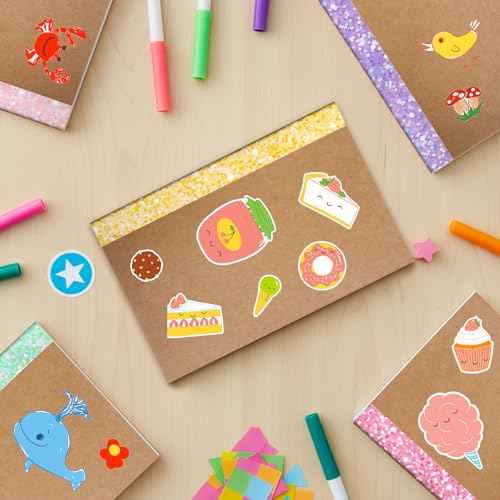 48 Pcs Composition Notebooks Bulk A5 Kraft Cover Lined Journals with Glitter Spines Small Travel Journal Notebook for Student School Office Supplies, 5.5 x 8.3 Inch, 60 Pages, 30 Sheets