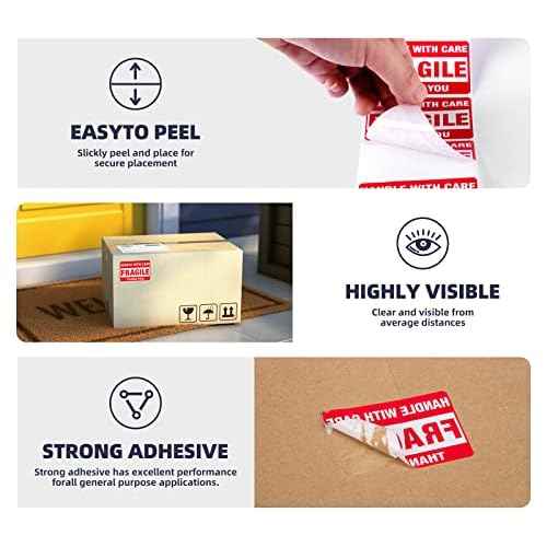 10 Rolls Fragile Stickers for Shipping 3 x 2 Inch 5000 Labels for Moving Boxes Handle with Care Sticker for Packing Small Business, Permanent Adhesive Fragile Labels (10 Roll, 500 Labels/Roll)