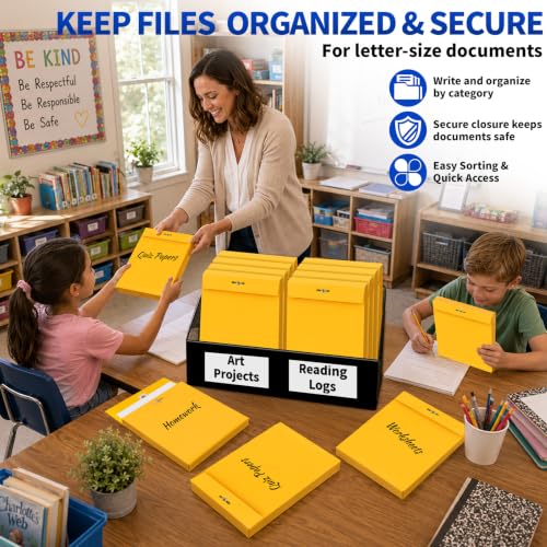 UZLU 50 Pack 9x12 Inch Expanding Manila Envelopes with Reusable Clasp & Gummed Seal, Heavyweight 180 GSM, Letter Size for Office & School Filing
