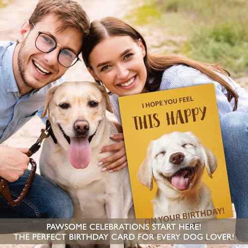 Gooji 5x7 Funny Happy Dog Birthday Card ? Cute Puppy Design, Hilarious Greeting, Perfect for Dog Lovers, Men, Women, Husband, Wife