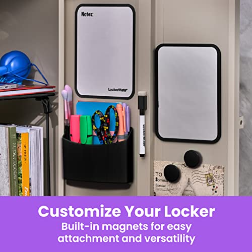 LockerMate Black Locker Organizer Kit with Shelf, Mirror & Accessories