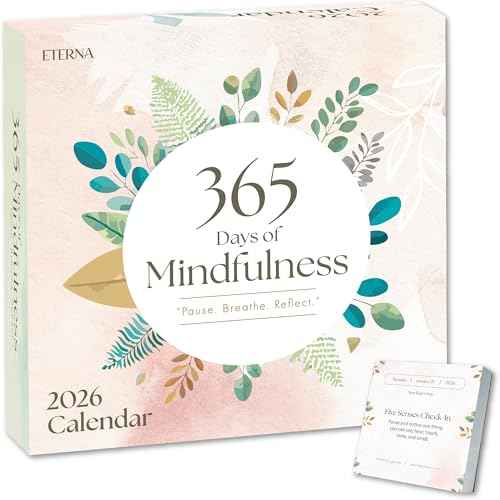 2026 Mindfulness Daily Desktop Calendar | Day To Day Tear Off Calendar with 365 Positive Affirmation Exercises for a Year of Calm Self Care, Box Calendar Gift For Women, Christmas Stocking Stuffer Gift for Home or Office