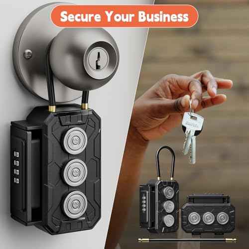 Lock Box with Magnetic Key Holder,Magnet Key Box for Under car,Hide with Combination Lock with 3xN52 Strong Magnet for Storage Indoors, Outside
