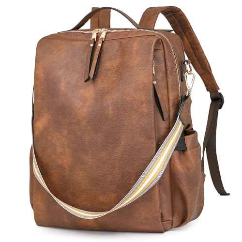 Dora & Liz Laptop Backpack for Women, Leather Travel Backpack with 15.6 Inch Laptop Compartment, College Work Computer Bag