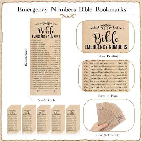 200 Sets Clergy Appreciation Day Gift Christian Religious Bookmarks Bible Verse Bamboo Pens 2'' x 6'' Emergency Numbers Scripture Bookmarks Bulk Religious Feast of The Assumption Favors