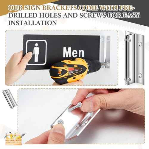 Zonon 10 Pack Aluminum Corridor Sign Holder, 1/8" Substrate, Sign Mount Bracket Design for Restroom, Conference Room Classic Signs(Silver,4")
