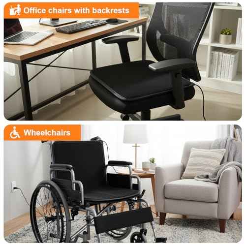 Heated Seat Cushion for Office Chair, Heated Chair Pad with Adjustable Temperature & Timer, Comfortable Seat Warmer
