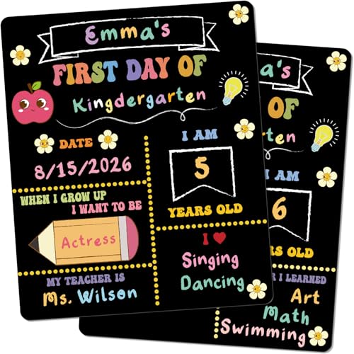 Vintage First and Last Day of School Sign Board 10x12 Double Sided Reusable Chalkboard for Kids