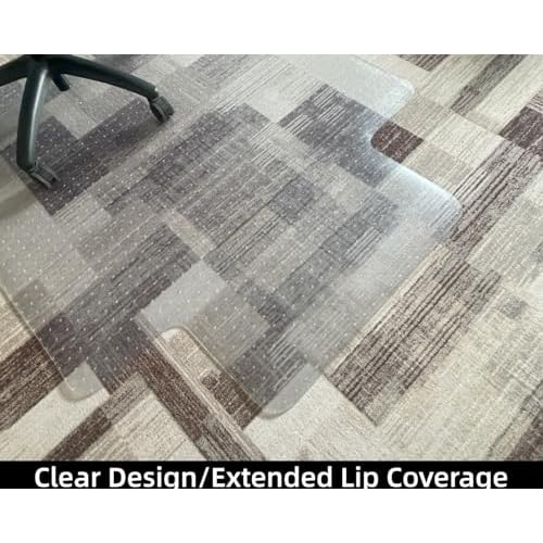 Heavy-Duty Office Chair Mat for Carpet, 46"x60" with Lip, Clear Carpet Floor Protector for Low to Medium Pile Carpets, Smooth-Glide Desk Mat