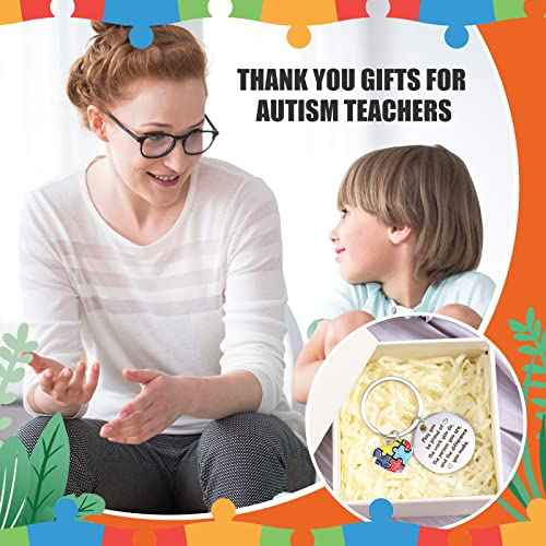 Sasylvia 48 Pcs Autism Awareness Keychain Autism Teacher Thank You Gifts Autism Teacher Appreciation Gifts for Autistic Children Boy Girl Mom Women Men Special Education ABA Therapist Gift