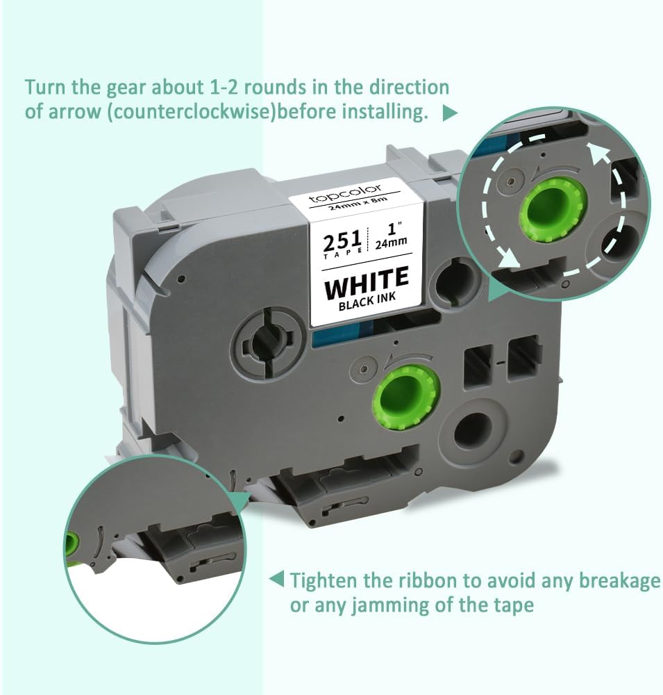 Brother 24mm Laminated Label Tape - 6-Pack Multi-Color Compatible with P-Touch Models