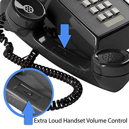 Home Intuition Classic Corded Phone for Hearing Impaired Telephone for Seniors with Extra Loud Ringer, Black