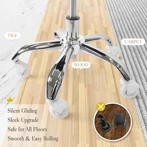 AXL 10mm Stem, IKEA Office Chair Wheels, 2.5 Inch Rollerblade Casters with Gap-Free Bracket for Safe Barefoot Rolling, Quiet & Floor-Safe, (IKEA 10mm) (White/Clear, 2.5 inch White)