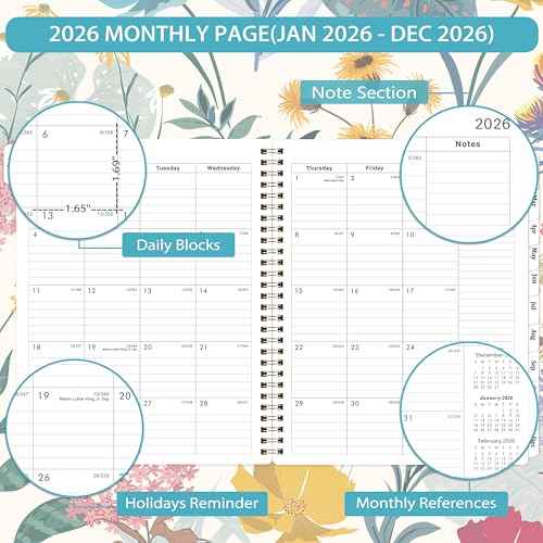 2026 Planner - January 2026 to December 2026, 2026 Planner Weekly and Monthly, 8" x 10", Premium Paper, Twin-Wire Binding, Calendar with Tabs