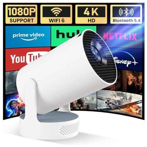 Mini Projector with WiFi and Bluetooth, 4K 1080P Support Portable Projector with Speaker, 110'' Big Screen Projection, Auto Keystone, 180¡Æ Rotatable Smart Projector for Phone/TV Stick/Laptop