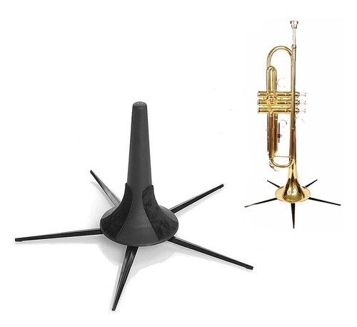 Jiayouy Portable Trumpet Stand Holder Metal 5 Leg Holder Stand Foldable Wind Instrument Accessory Black