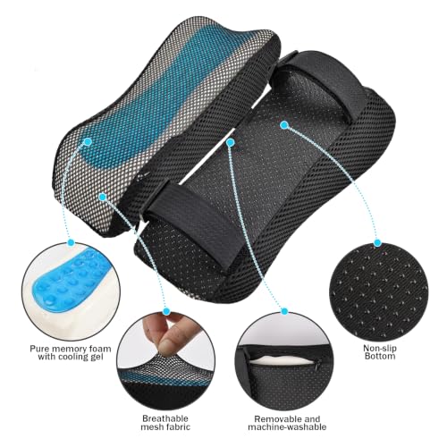 Blue Mesh Gel Memory Foam Ergonomic Armrest Pads for Office Chair (2pcs) THARAHT