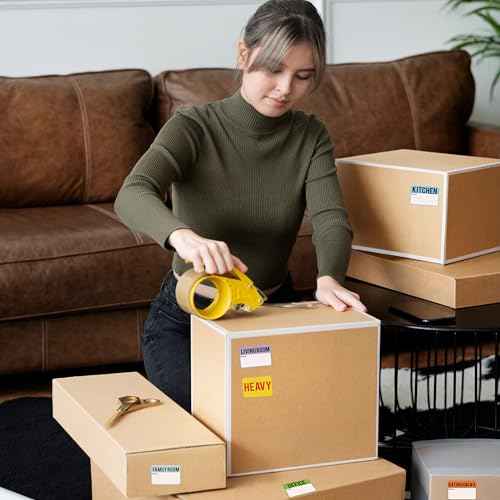 600 Pcs Moving Labels for Boxes, 3 x 2 Packing Labels for 3-4 Bedroom House, 20 Designs Including Fragile and Heavy Stickers