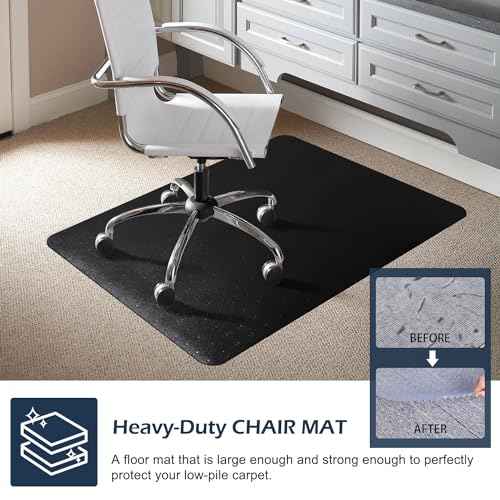 SALLOUS Chair Mat for Carpeted Floors, 46" x 60" Heavy Duty Chair Mat for Carpet, Vinyl Floor Mat with Grips, Carpeted Floor Protector Rolling Computer Desk Mat for Home Office (Black)