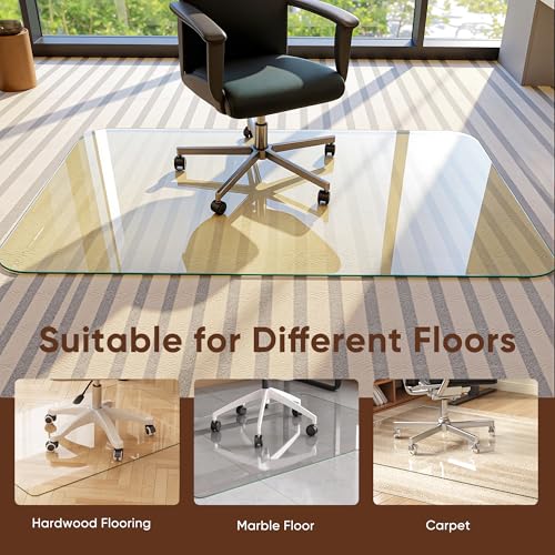 48" x 32" Carpet Chair Mats for Carpet & Hardwood - 1/6" Office Mat for Carpet, 1500lb Capacity, Scratch-Resistant, Floor Protector for Home & Office