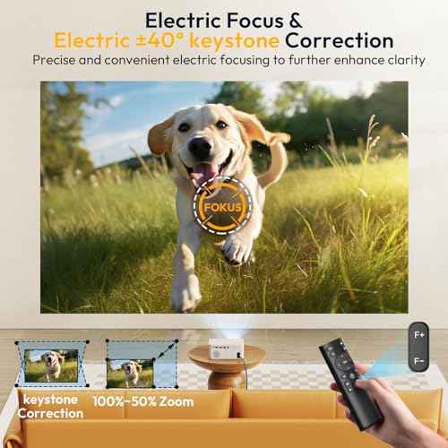 Mini Smart Projector, XGODY X2 Android 12 Portable HD Projector 12000L 1080P Support with WiFi and Bluetooth, Electric Focus/Keystone, Built-in Prime V, YouTube 8000+ APP, Tripod Included(Pearl White)