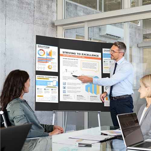 4 Pack 36" x 48" Trifold Poster Board for Presentation, Black Corrugated Cardboard Large Tri Fold Poster Board for Science Fair, Office & School Projects, Photo Displays, Exhibitions Event