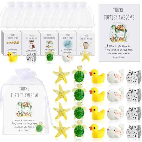 Fumete 200 Set Christmas Employee Appreciation Gift Bulk for Coworkers Thank You Staff Funny Rad Tech Week Nurse Gift Animal Pun Inspirational Note Cards Resin Duck Stars Whales Turtles Owls