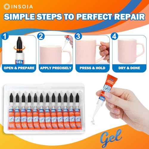 Super Glue Gel Clear Non-Drip, 12 X 3g All Purpose Strong Adhesive Ca Glue Quick Dry Instant Glue for Plastic, Metal, Ceramic, Shoe, Wood, Leather, Model, Aquarium, Rhinestone, Jewelry and DIY Crafts