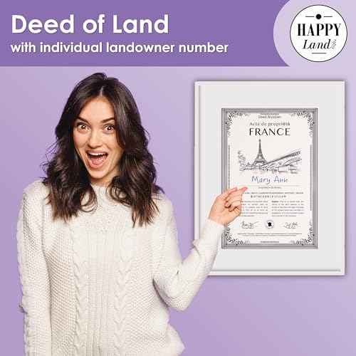 happylandgifts¢ç Real Piece France | Romantic Gift for Family, Girlfried, Boyfriend, Lovers | Personalized Land Owner's Certificate |French Gifts | Romantic Gifts | Paris | Valentines Present