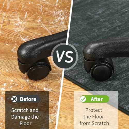 RUGSREAL Office Chair Mat for Hardwood Floor & Tile, 36x48 Modern Abstract Solid Floor Protector for Rolling Chairs Non-Slip Washable Computer Rugs Under Desk, Waterproof Easy-Glide Rug Pad, Black