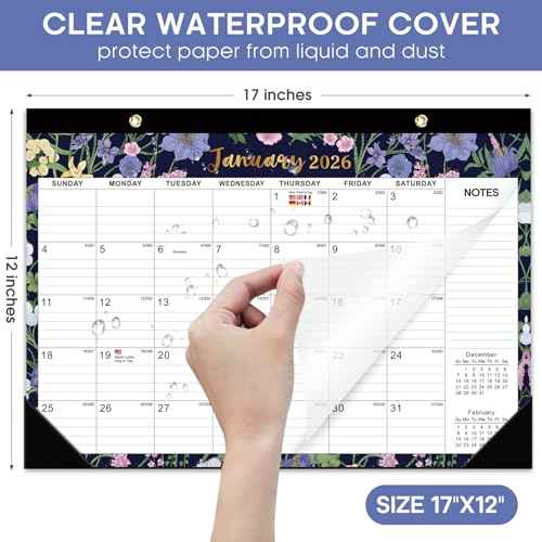 2026 Desk Calendar, 18-Month Calendar Runs from January 2026 to June 2027, 17" x 12" Desktop or Wall Calendar, Perfect Monthly Calendar Planner for Home, Office, or School - Midnight Garden