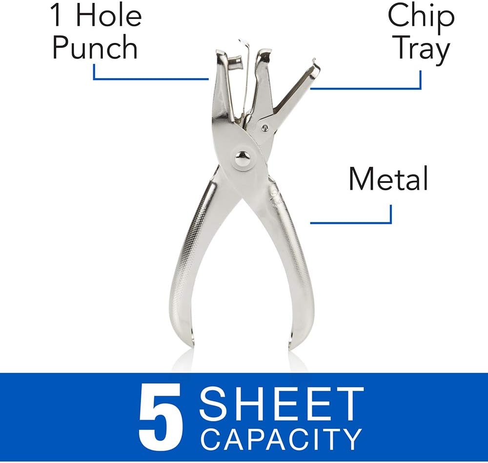 Swingline Single Hole Punch - 5 Sheet Capacity Chrome Paper Puncher | Durable & Stylish Design