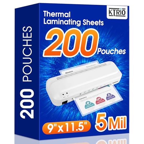 KTRIO 200 Pack 8.5 x 11 Inch 5 Mil Laminating Sheets for Documents & Menus