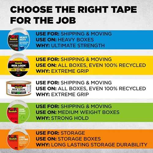 Scotch Heavy Duty Shipping Packaging Tape, 1.88" x 38.2 Yards, 3" Core, Clear, Great for Packing, Shipping & Moving, 6 Rolls (3850S-6)